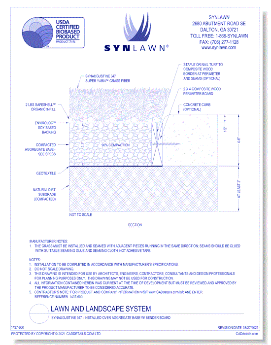 SYNAugustine 347 USDA CERTIFIED SYSTEM - Installed Over Aggregate Base with Bender Board