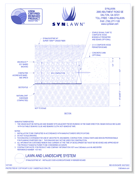 SYNAugustine 547 USDA CERTIFIED SYSTEM - Installed Over Aggregate Base with Bender Board