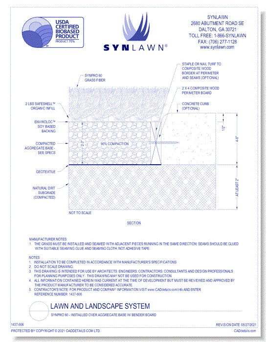 SYNFescue 60 USDA CERTIFIED SYSTEM - Installed Over Aggregate Base with Bender Board
