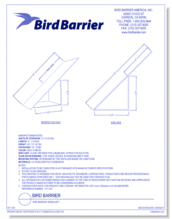 Bird Barrier: BirdSlide™