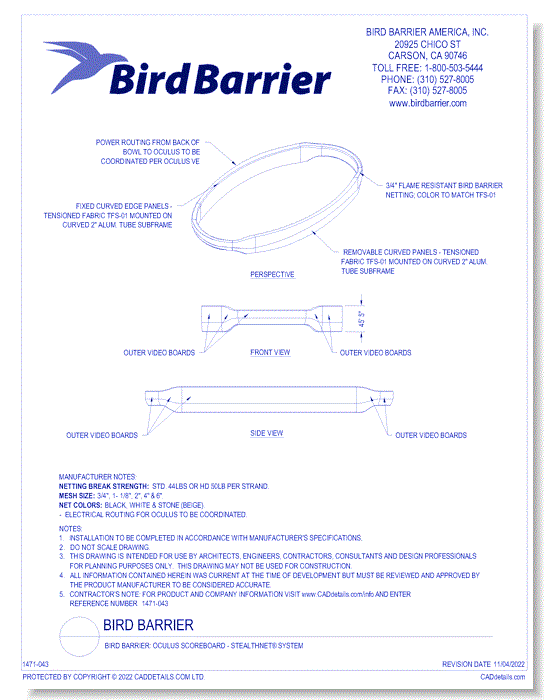 Bird Barrier: Oculus Scoreboard - StealthNet® System