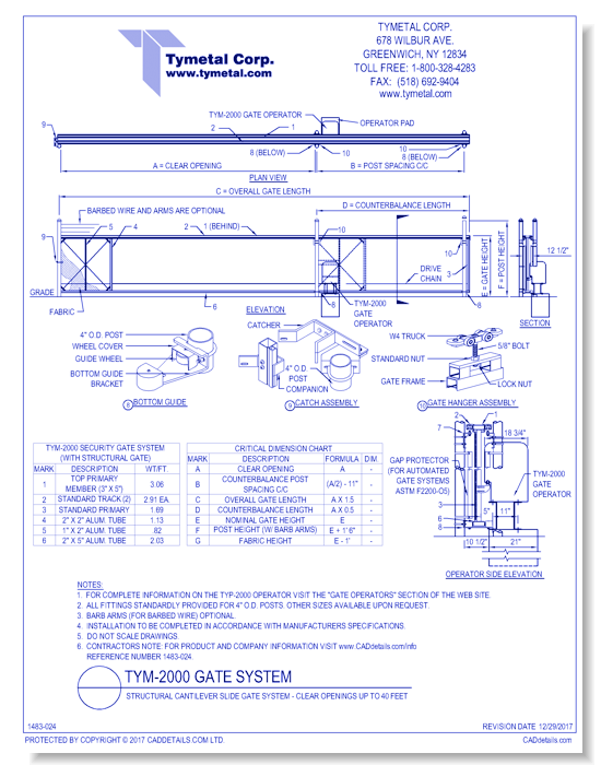 TYM-2000 Structural Cantilever Slide Gate System