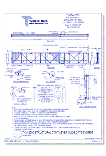 TYM-2000 Structural Cantilever Slide Gate System Ornamental