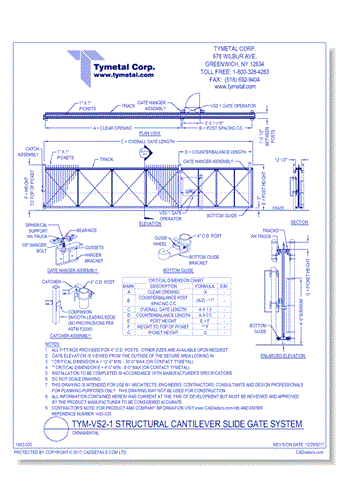 TYM-VS2-1 Structural Cantilever Slide Gate System Ornamental