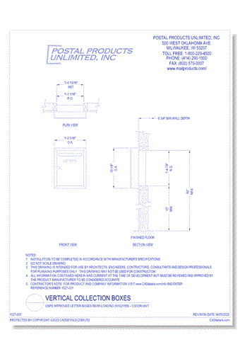 USPS Approved Letter Boxes Rear Loading (N1021169) - 1 Door Unit