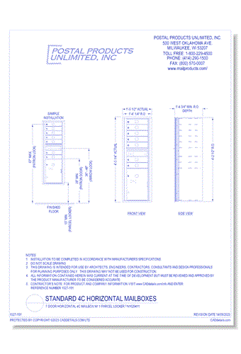7 Door Horizontal 4C Mailbox w/ 1 Parcel Locker – N1029411