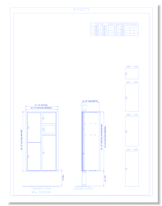 4 Door Recessed Mount 15" Deep Parcel Locker - Model 4 (N1032773)