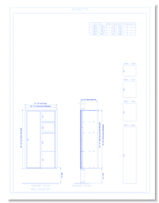 4 Door Recessed Mount 15" Deep Parcel Locker - Model 5 (N1032774)