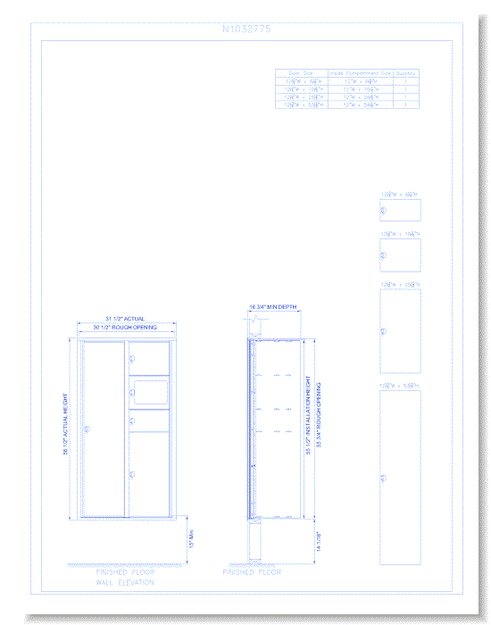 4 Door Recessed Mount 15" Deep Parcel Locker - Model 6 (N1032775)
