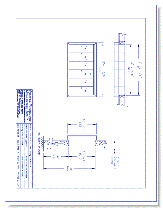 1250 Series Front Loading (N1021230) - 6 Door Unit