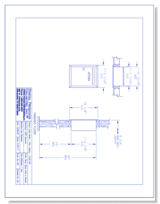 USPS Approved Letter Boxes Rear Loading (N1021168) - 1 Door Unit