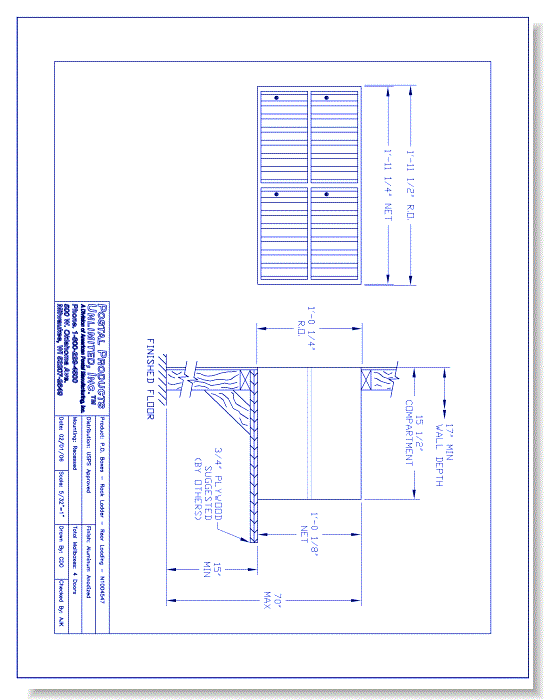 P.O. Boxes Rack Ladder Rear Loading (N1004547) - 4 Door Unit