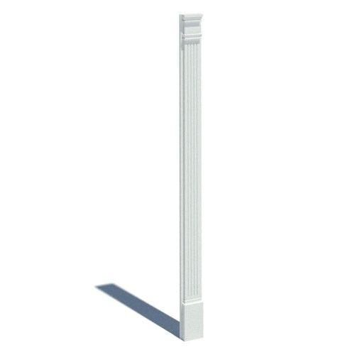PIL8x108: Pilaster Fluted Adj Plth 108x8x2-1/2 Smooth, Elevation