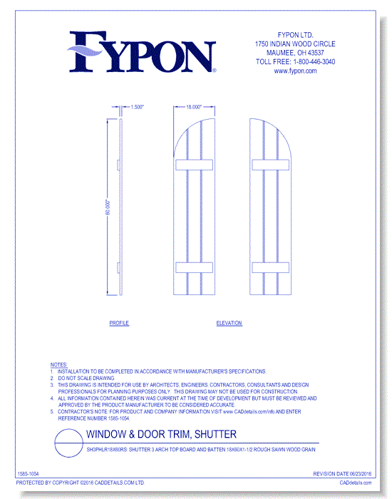 SH3PHLR18X60RS: Shutter 3 Board and Arch Top Batten 18x60x1-1/2 Rough Sawn Wood Grain