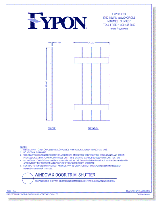 SH4PC24X48RS: Shutter 4 Board and 2 Batten 24x48x1-1/2 Rough Sawn Wood Grain