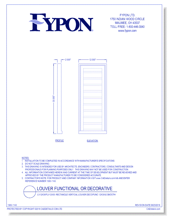 LV12X30/FLV12X30: Rectangle Vertical Louver Deco/Func 12x30x2 Smooth