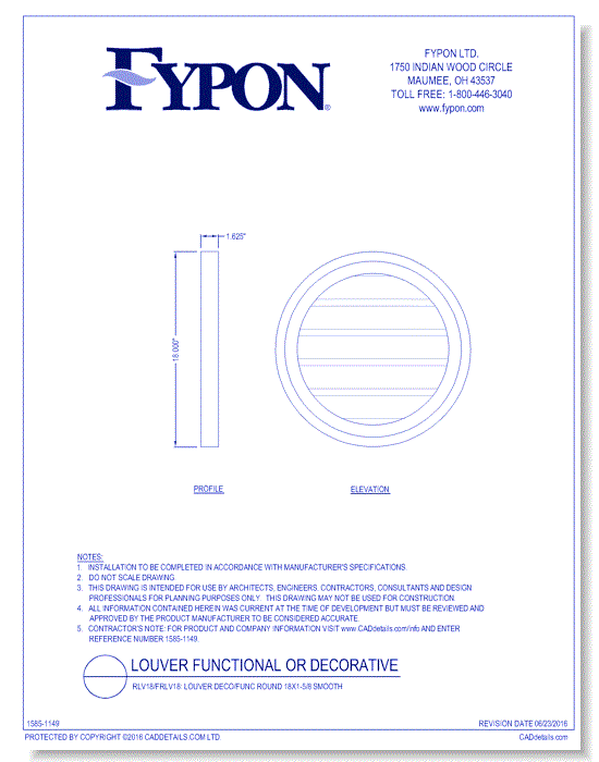 RLV18/FRLV18: Round Louver Deco/Func 18x1-5/8 Smooth