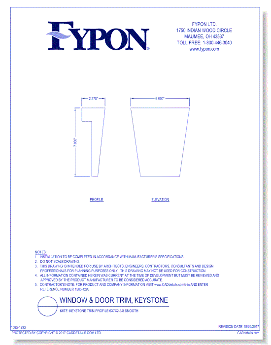 K6TF: Keystone Trim Profile 6X7X2-3/8 Smooth