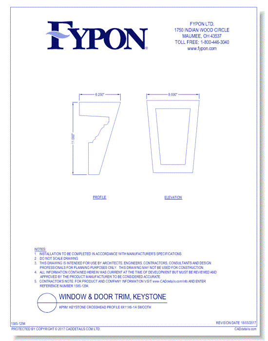 KP9M: Keystone Crosshead Profile 8X11X6-1/4 Smooth