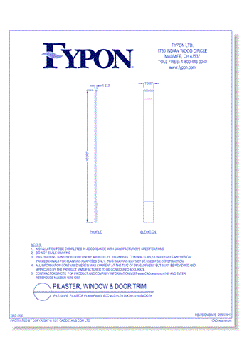 PIL7X90PE: Pilaster Plain Panel Eco MLD PLTH 90X7X1-5/16 Smooth