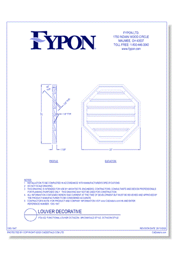 FOLV22: Functional Louver Octagon - Brickmould Style, Octagon Style