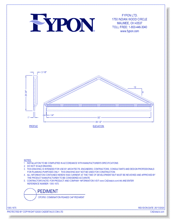 CPCP85: Combination Peaked Cap Pediment