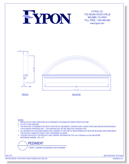 CSAP65: Combination Segment Arch Pediment