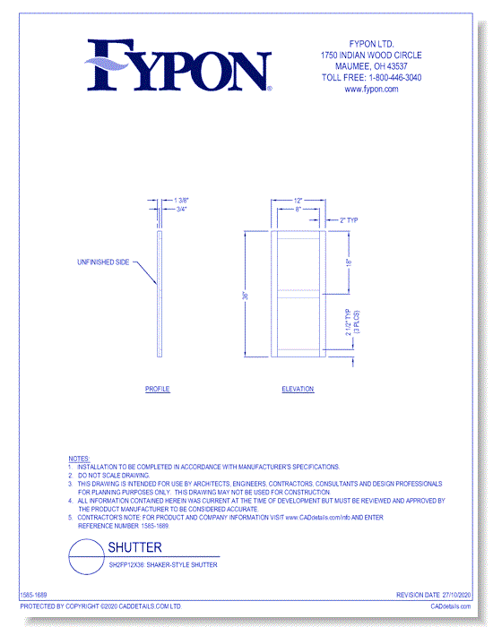 SH2FP12X36: Shaker-Style Shutter