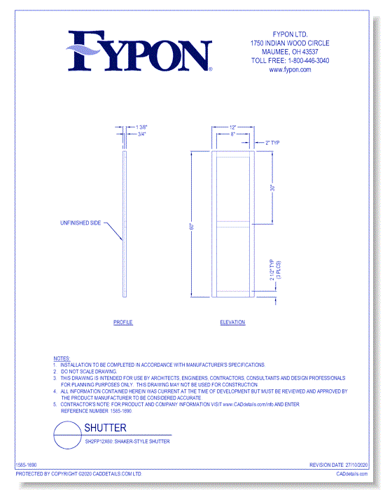 SH2FP12X60: Shaker-Style Shutter