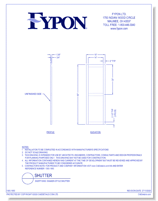 SH2FP18X60: Shaker-Style Shutter