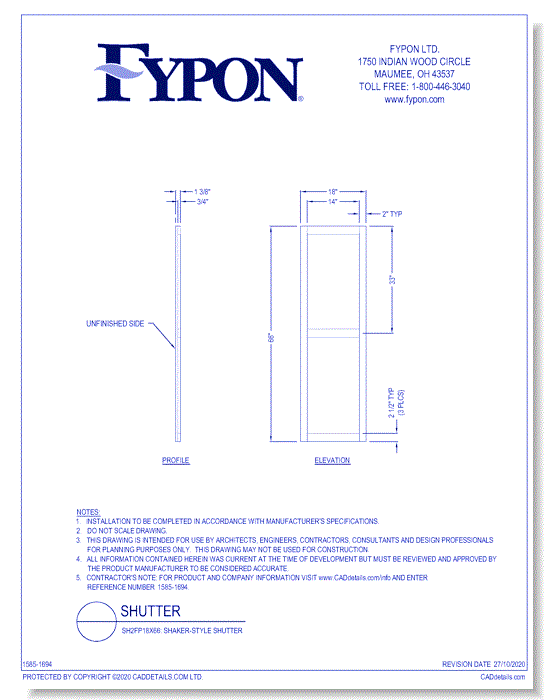 SH2FP18X66: Shaker-Style Shutter