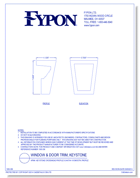 KP6M: Keystone Crosshead Profile 5-3/4x7x4-1/8 Smooth, Profile