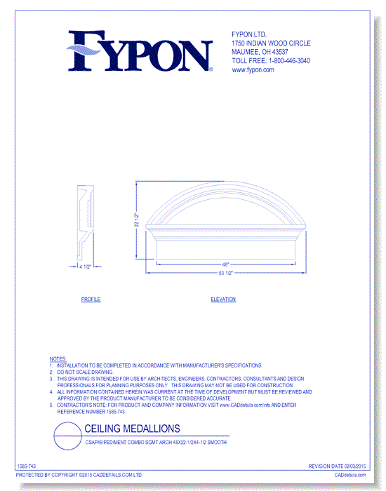 CSAP48: Pediment Combo Sgmt Arch 48x22-1/2x4-1/2 Smooth