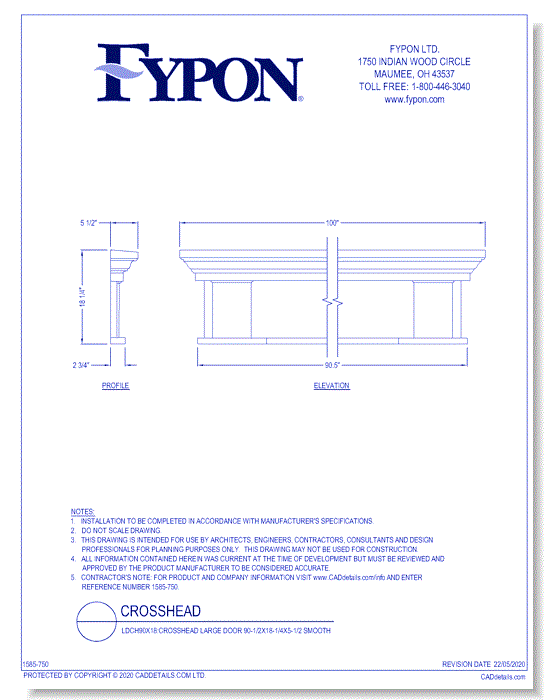 LDCH90x18: Crosshead Large Door 90-1/2x18-1/4x5-1/2 Smooth