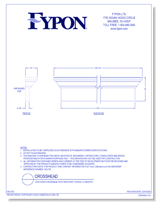 WCH104x9: Crosshead 104x9x4-1/2 Smooth