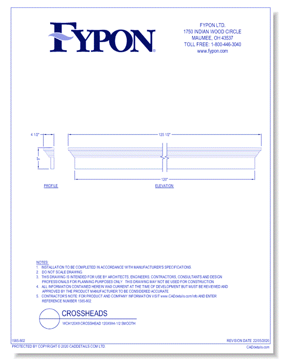 WCH120x9: Crosshead 120x9x4-1/2 Smooth