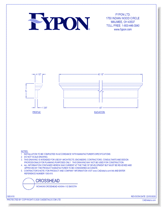 WCH40x9: Crosshead 40x9x4-1//2 Smooth