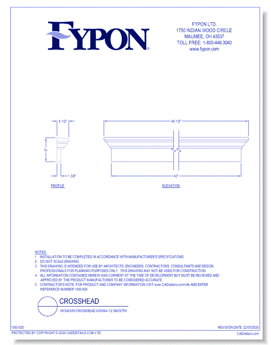 WCH43x9: Crosshead 43x9x4-1/2 Smooth