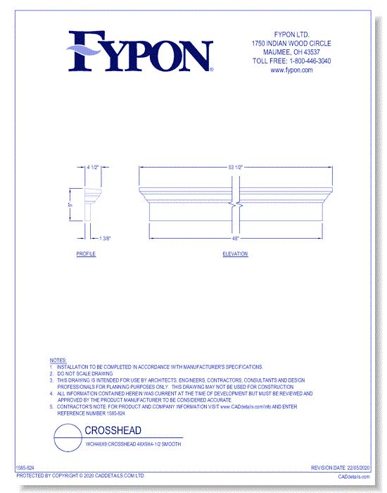 WCH48x9: Crosshead 48x9x4-1/2 Smooth