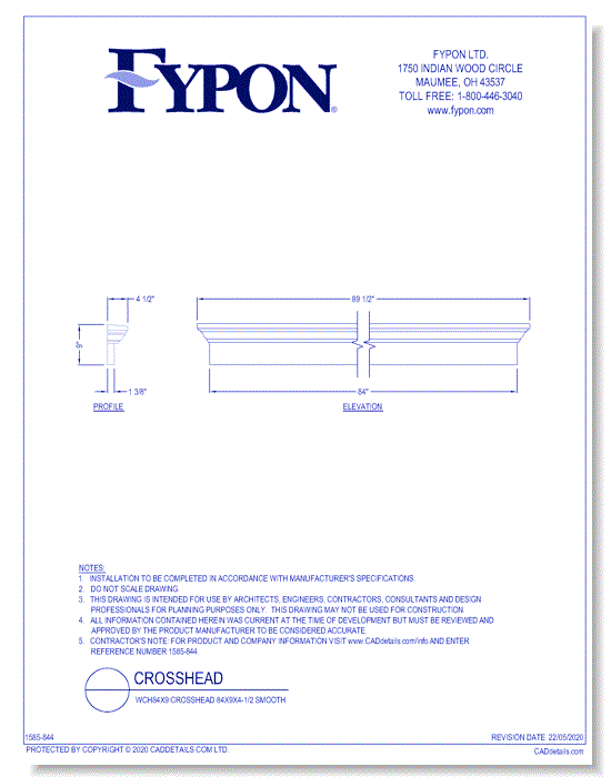 WCH84x9: Crosshead 84x9x4-1/2 Smooth