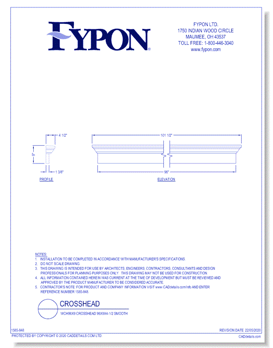 WCH96x9: Crosshead 96x9x4-1/2 Smooth