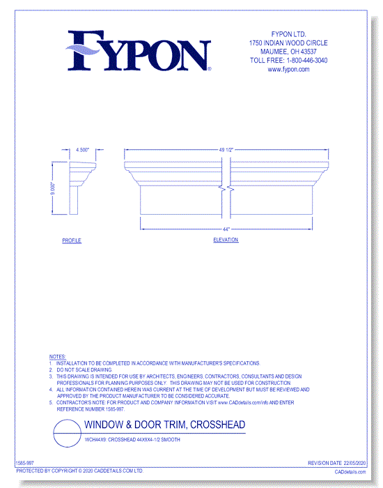 WCH44X9: Crosshead 44x9x4-1/2 Smooth