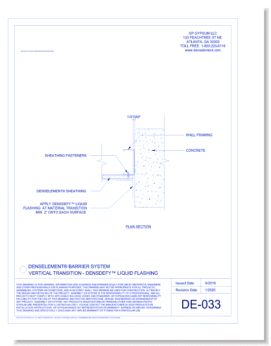 DE-033 - Vertical Transition - DENSDEFY® Liquid Flashing