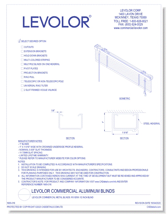 LEVOLOR Commerical Metal Blinds: Riviera 1/2 Inch Blind  
