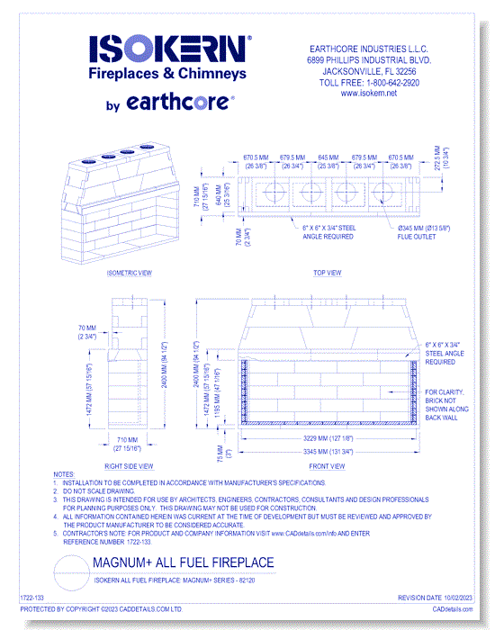 Isokern All Fuel Fireplace: Magnum+ Series - 82120