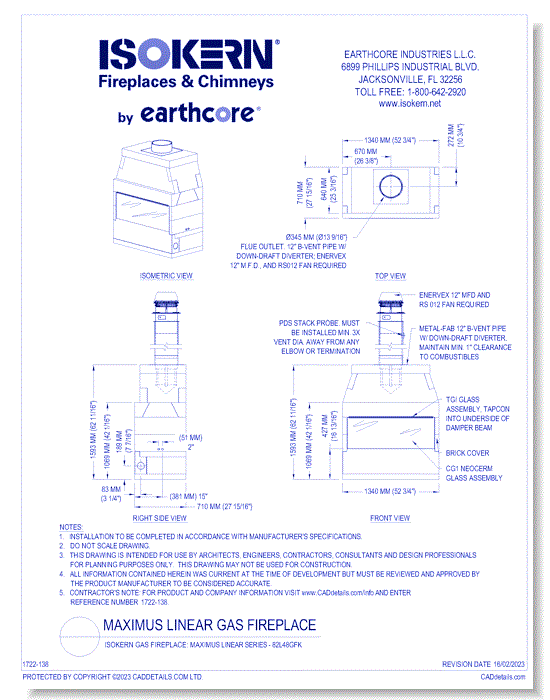 Isokern Gas Fireplace: Maximus Linear Series - 82L48 GFK