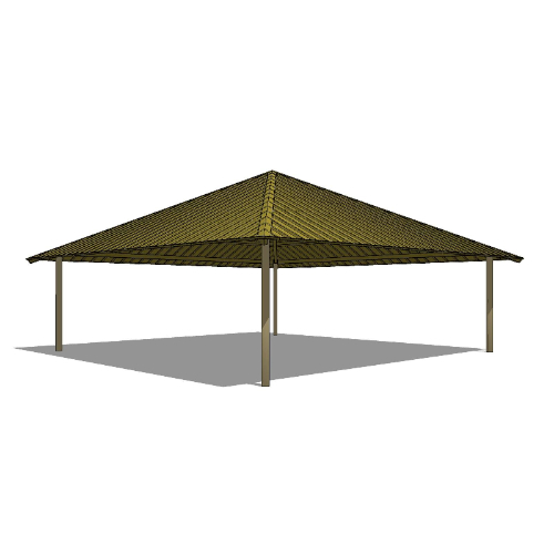 Series 8100, All-Steel Square Shelter, 4S30-AS: 30' x 30' : Elevation and Plan Views