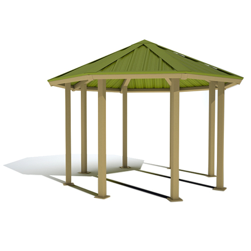 Series 8500, All-Steel Octagonal Shelter, 8S16-AS: 16' : Elevation and Plan Views