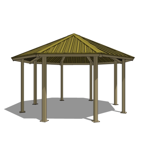 Series 8500, All-Steel Octagonal Shelter, 8S20-AS: 20' : Elevation and Plan Views
