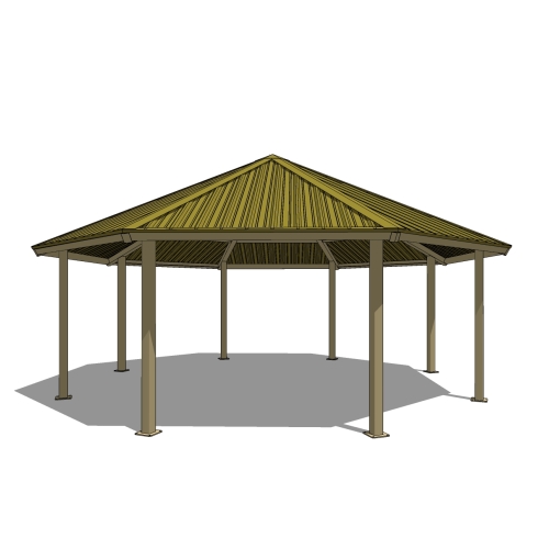 Series 8500, All-Steel Octagonal Shelter, 8S28-AS: 28' : Elevation and Plan Views